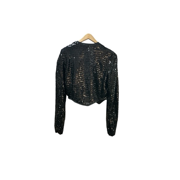 NWT Steve Madden Juliet Sequin Cropped Jacket Size XS S black NEW shoulder pads - Picture 10 of 16